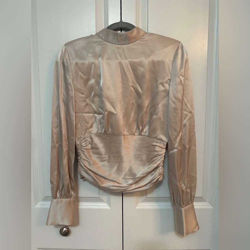 Aritzia Babaton Satin Blouse - Soft Beige